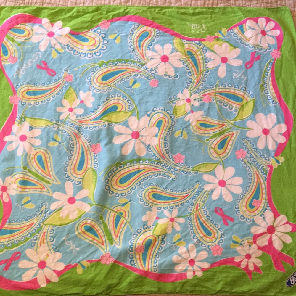Lilly Pulitzer x Ford Breast Cancer Awareness Bright Paisley Floral Bandana